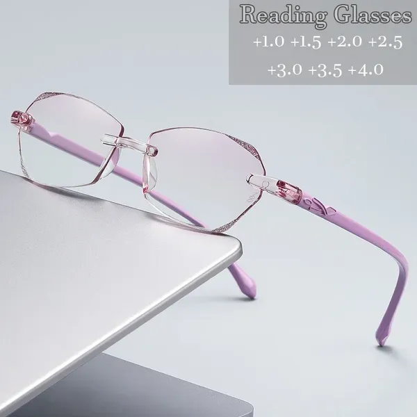 Óculos de sol acabaram copos de leitura sem aro masculino Design de luxo feminino Corte Far.