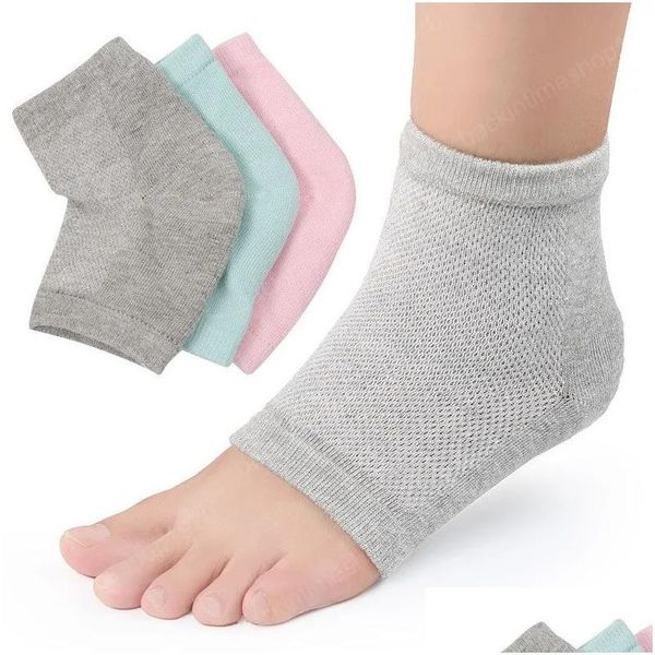 Crianças meias colorf algodão peds anti -rachaduras salto elástico macio elástico Sil hidratante Pé