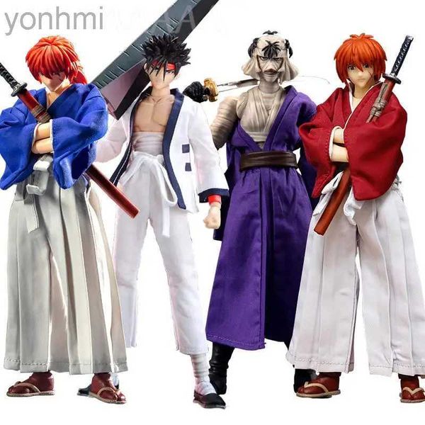 Anime Manga Dasin Modelo Rurouni Kenshin Himura Kenshin Sagara Sanosuke Shishio Makoto PVC Ação Figura Anime Greattoys Kensin Model Toy 240413