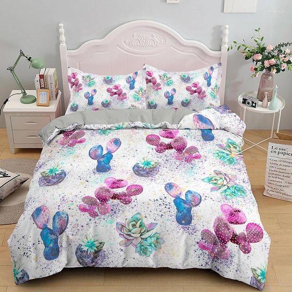 Bedding Sets Colorful Girlish Cactus Simple Style King Single Double Duvet Quilt Cobert Capa Conjunto de cama com travesseiro