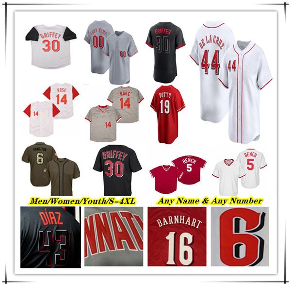 Beyzbol Jersey Elly De La Cruz Jonathan Hindistan Tyler Stephenson Spencer Steer Will Benson Jake Fraley Joey Votto Ken Griffey Pete Rose Johnny Bench Eric Davis Larkin