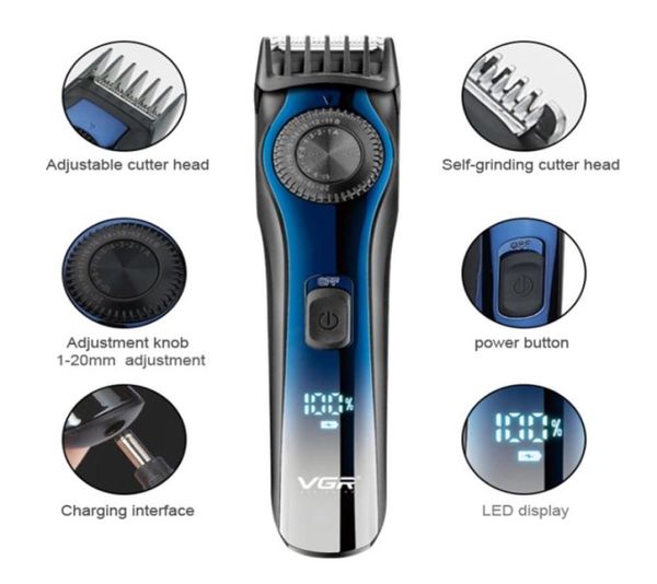 Exibição de LCD digital profissional TRIMMER AJUSTÁVEL BARDA PARA MAN MACHINE DE CABELO RECULEGENCIDO DE CABELO DE 120MM MÁQUINA ELÉTRICA 2202099380526