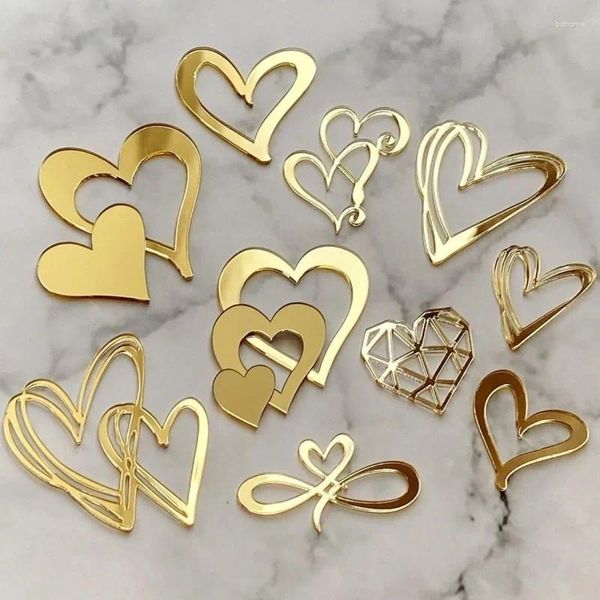 Вечеринка украшения золото любовь форма сердца акриловый торт украшения для свадьбы на День святого Валентина