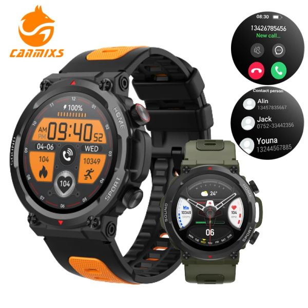 Calcolatrici Canmixs Smart Watch per Man Waterproof Fitness Tracker Bluetooth Call Calculatore Smartwatch Frequenza cardiaca 24h Health Monitor Watch