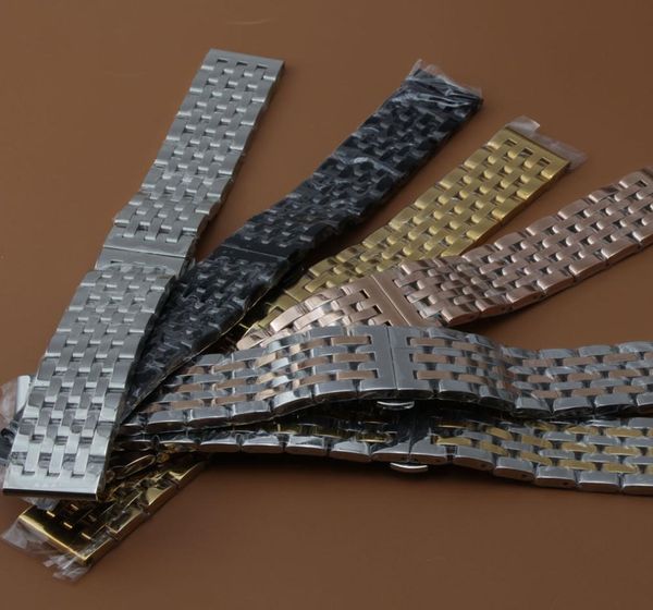 В целом часовой полосе полированные мужчины 20 мм 22 -мм черно -серебряный браслет для часовых ремешков для роскошных спортивных часов Promotion FAS7433804