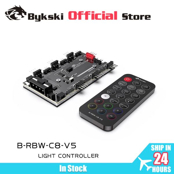 Controlador de resfriamento Bykski RBW para ventilador de bloco 5V Argb LED LIGHT / SUPORTE Placa -mãe 5V 3pin Adicionar cabeçalho apenas para BYKSKI BRBWC8V5