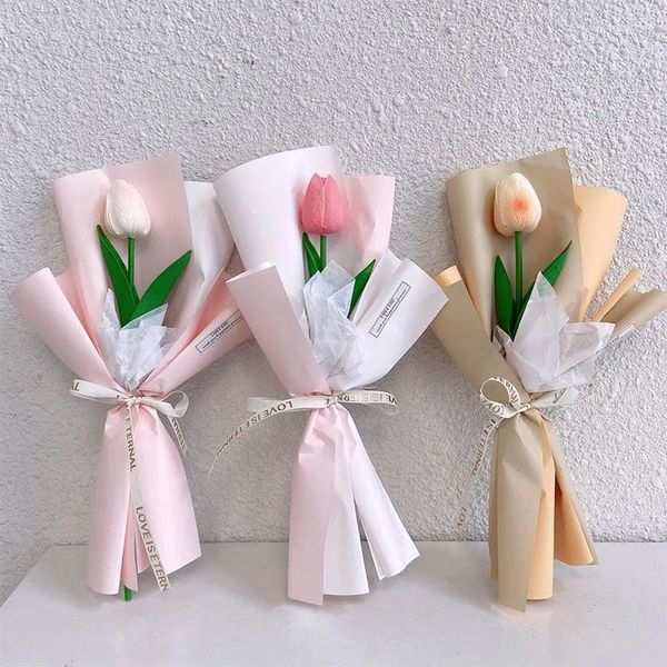 Dekorative Blumen 5/10pcs künstliche Tulpe Bouquet Valentinstag Handgemachtes DIY -Handwerk Geschenke Pack Po Requisiten Hochzeitshäuser Dekoration