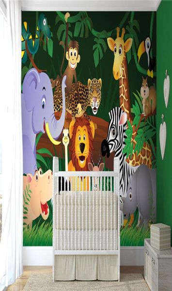 Wandmalerei Jungle Animals Tapete Wandtapete für Kinder Schlafzimmer TV Kulisse Tapete Home Decor Mural1979364