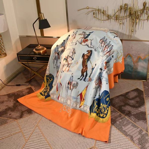 Утолщная лошадь оранжевая h Одеяло бархатные одеяла и подушка большого размера размером с толстый домашний диван одеяло, продавая большой размер 150200 верхний перепеч
