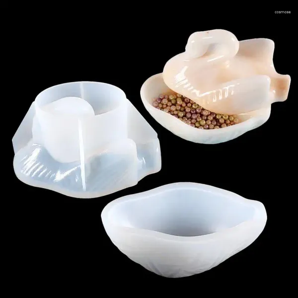 Titulares de vela 3D Swan Pot Molde Silicone Lagerung Box Silikon Form Kristall Epóxi Harz Schmuck Candy Hause Dekoration