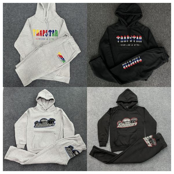 Herren Trapstar Tracksuit Hoodie Full Rainbow Handtuch Stickerei Decoding Sportswear Warm Women Sportswear Anzug Reißverschluss Hosen S-XL
