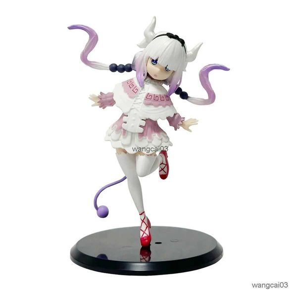 Figuras de brinquedo de ação 17cm fofo cabelo branco dragão horn menina empregada anime Miss Maid Ação