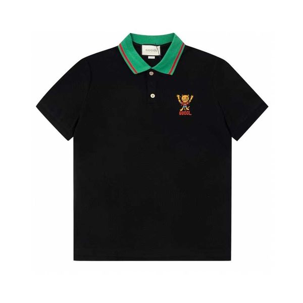 Hochwertige Designer-Kleidung Das richtige Sommer mit kurzem Ärmeln mit kleinem Tigermuster besticktes Poloshirt für Jungen schwarzes T-Shirt