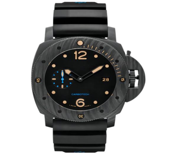 PAM 0616 Orologi automatici maschili 47 mm Nero Colore nero 2555 Movimento meccanico Carbotech Orologio da polso Luminous2765184