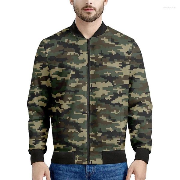 Giacche da uomo Classico camuffato camuffato 3d con cerniera stampata con cerniera maschile per bambini top a maniche lunghe bombardiere