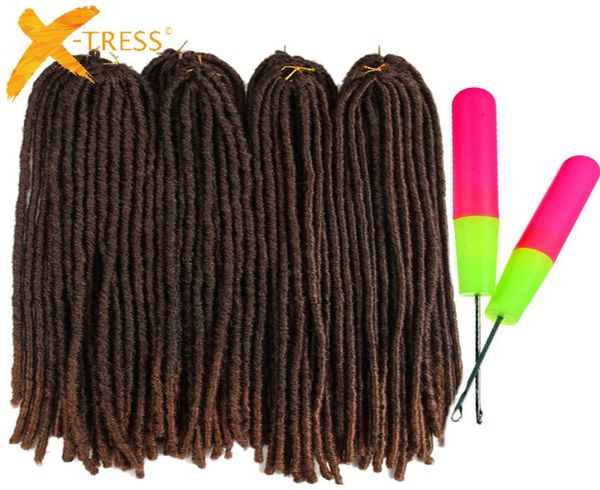 Xtress 26Inch мягкие дреды вязание крючковые косы Jumbo Dread Hairstyle Ombre Color Синтетическое искусственное лока