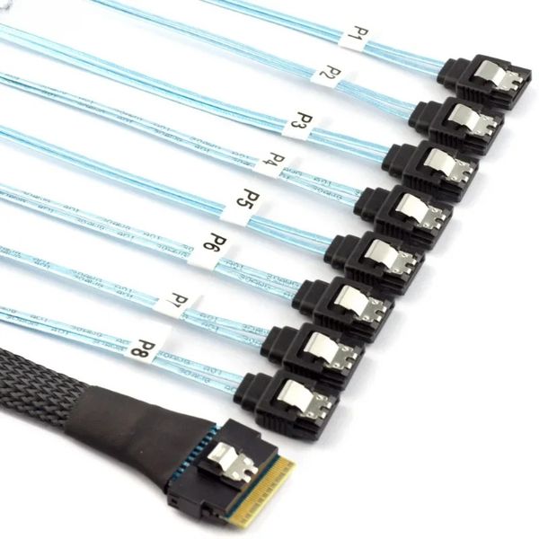 2024 PCI-E Slimline SAS SFF-8654 da 8i a 8x SATA dritta server dritto disco rigido cavo sicuro