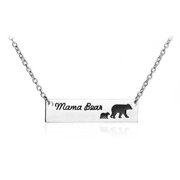 Collane a ciondolo Mama Bear Baby Collana Sier Bar Catene Madre e figlia adorano i gioielli di moda per le donne bambini epacket goccia consegna dh0tv