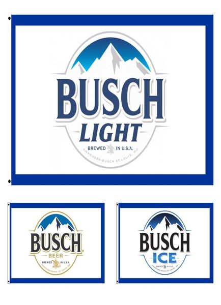 Impressão digital personalizada 3x5 pés 90x150cm Busch Ice Bud Bud Beer Bandeira para Man Cave Pub Bar Banner Decoração engraçada College Dorm B3961629