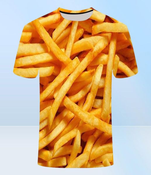 MEN039S Tshirts 2022 Yaz Serin Tshirt Gıda Patates Kızartması 3D Baskı Erkekleri Kadın Tişörtleri Günlük Harajuku Tasarım Drop7356031