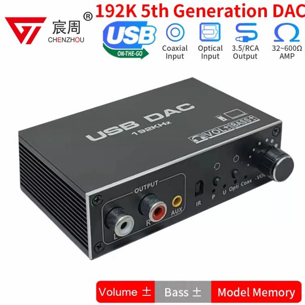 Конвертер 192 кГц Hifi Audiodecoder DAC Дистанционный контроль TV Оптическое коаксиальное USB OTG Усилитель для наушников цифровой в аналоговый преобразователь Адаптер преобразователя