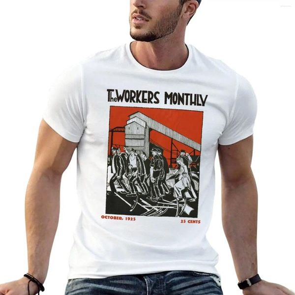 Erkek tankı işçilerin aylık olarak tepesinde - grev! Ekim 1925 T-shirt gömlekleri grafik tees artı boyutu vintage kıyafetler erkek t