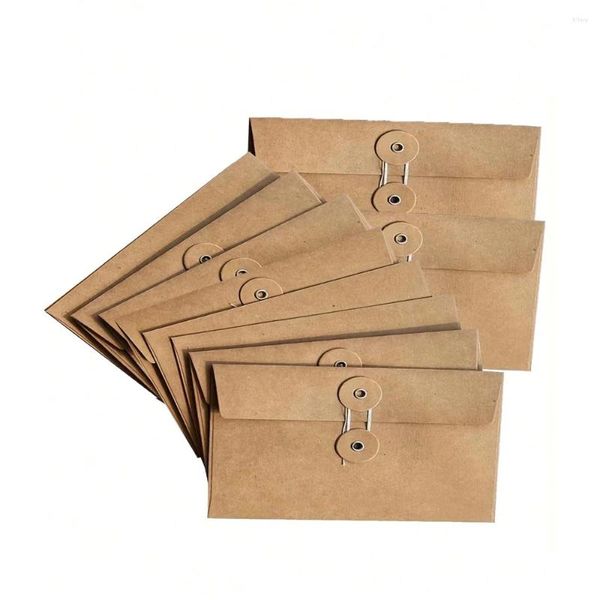 Embrulho de presente 10 PCs Brown Kraft Paper Envelope Bolsões vintage com fechamento de botões e cordas para o convite para correio