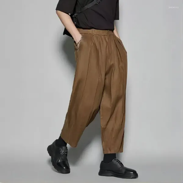 Herrenhosen hochwertiger Leinenstoff Yamamoto -Stil lose und Nische Silhouette für Männer vielseitig gekrupft lässig lässig
