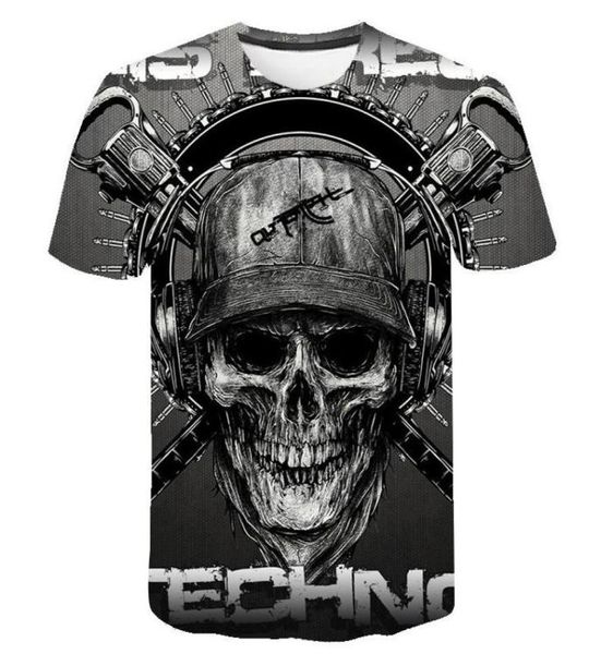 Maglietta del cranio uomo maglietta scheletro punk rock tshirt gun t -camicie 3d tshirt maschi vintage abbigliamento estate top plus size 6xl9750607