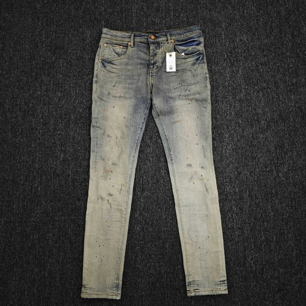 Jeans viola jeans riparazione indaco gradiente di candeggina bassa ascesa magra jean americana di fabbrica di marcia drop shipping