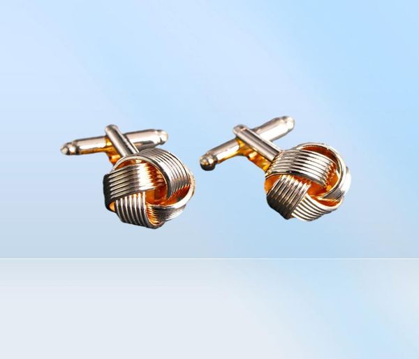 2018 Knot Cufflinks For Men Shirt Cufflinks Silver Gold Color Plated Fashion Business Wedding French Cuff Links1260559