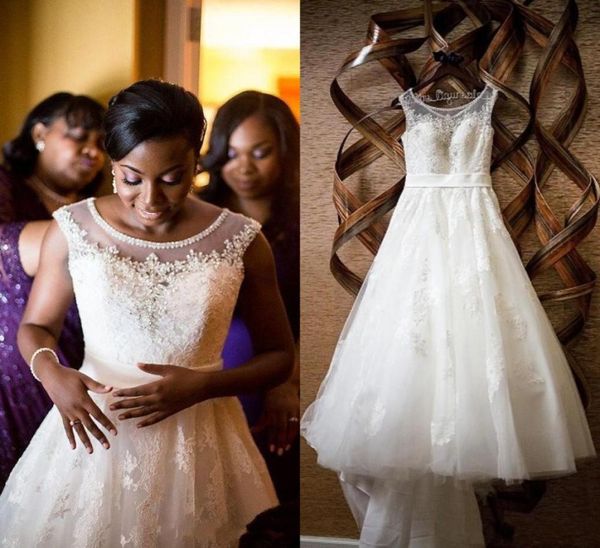 Vestidos de noiva de miçangas de pescoço de 2015