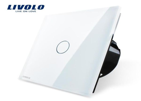 Painel de interruptor de vidro de cristal branco de luxo inteiro Livolo VLC70111220250V Touch Sn Luz de parede Switch8083102