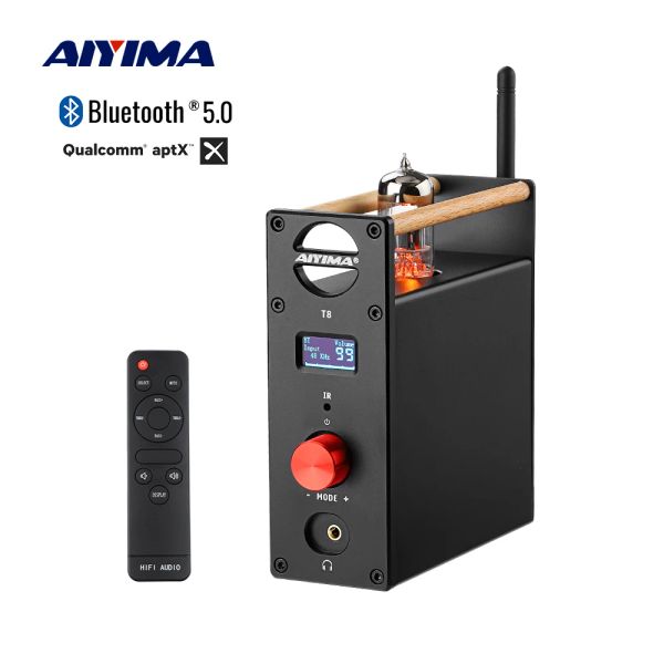 Amplificatori Aiyima Audio T8 Amplificatore Vacum Amplificatore Bluetooth Preamplificatore Amplificatore Hifi Bluetooth Preamp Decoder DAC USB Optical