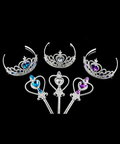 Fashion Princess Style Hair Accessories Crown and Magic Stick Festa de aniversário adorável Cosplay para meninas Multi cores Choicea191502002