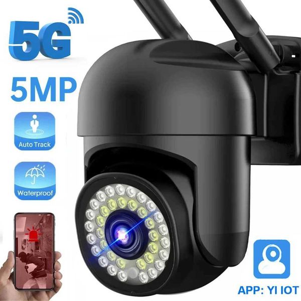 Câmeras IP 5G Yi IOT 5MP Câmera de segurança Wi -Fi Outdoor PTZ Câmera Detecção de movimento Auto Rastreamento de câmeras de vigilância de visão noturna colorida 240413