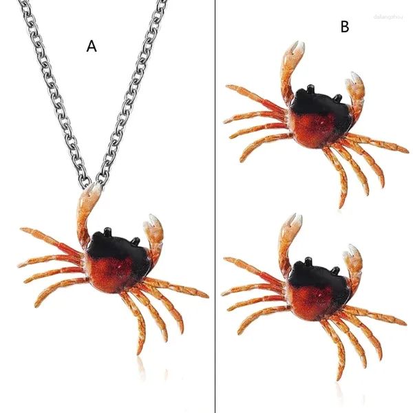 Gestüt Ohrringe Cartoon Crab Drop Ohrring Funny Bohemian Style Acryl Anhänger Halskette Freundschaft Schmuck Geschenk für Frauen Mädchen Teen