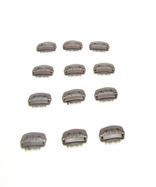 Kleinste 24 cm 6 Zähne Haarklammern für Haarverlängerungstoupe CLIPSHAIR Extension ToolSlight Brown100PCS6027078