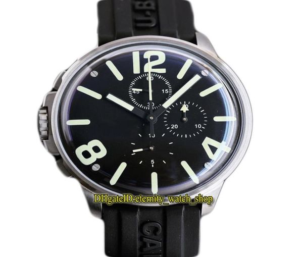 45mm U19041 Japão Miyota Quartz Movimento de cronógrafo masculino Resenam o mostrador preto 316L Aço inoxidável Casca de borracha preta Eternity7250179