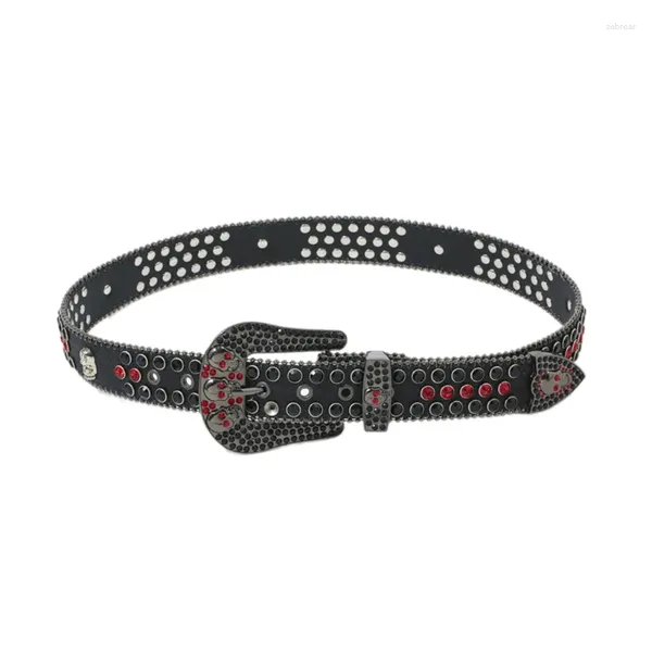 Cintos de cinto de cowboy de cowboy Bling fivele Skull rebite para adulto