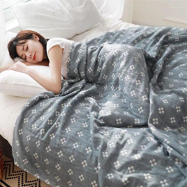 Decken Blume Jacquard für Betten Baumwoll Gaze Sofa Abdeckung Japan Bettblätter Klimaanlage Zimmerbettdecke Wurfdecke