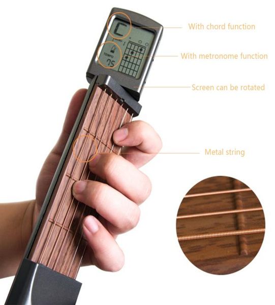 Taşınabilir Gitar Akor Eğitmeni PocketGuitar Uygulama Araçları LCD Müzikal Dizilmiş Enstrüman Akor Trainer Araçları Başlangıç5027959