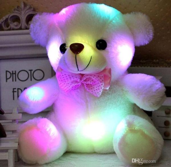 Buntes LED -Blitzlichtbär -Puppen -Plüsch -Tiere Stofftiere Größe 20 cm 22 cm Bären Geschenk für Kinder Weihnachtsgeschenk Stoff 7435122