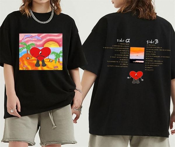 Bad Bunny Un Verano Sin Ti Graphics Tir Shirt Unisex Hip Hop T Camisetas Álbum de música Double Sudedent Print Short Sleeve Tees Opeversized 2205141693