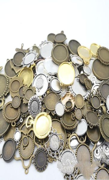 200 grammi antichi a colori argento bastonico antico vintage stamping blank cabochon impostazione di gioielli vassoi di cornice fai -da -te1976289