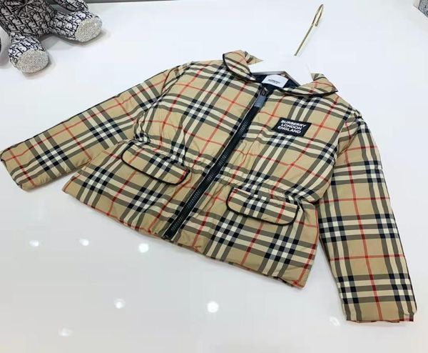 Baby Boy Winter Clowe Girl a quadri marrone intero Down cappotti 100150 cm Designer Boys Snow Fur Coat Abito da bambino1994259