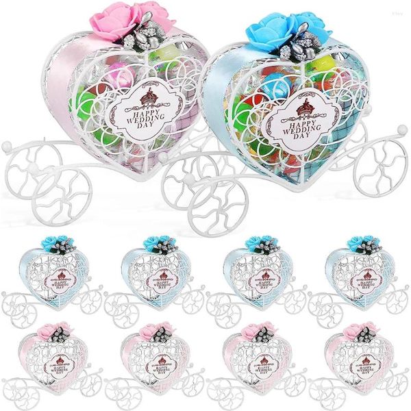 Küchenspeicher 10pieces (5Pink 5Blue) Herzförmiges Kürbiswagen Candy Box Schmuckstücksgeschenke geeignet für Party Metall