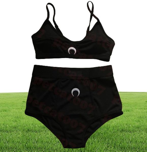 Вышитые лунные купальники бикини дизайнерские дизайнерские женские бюстгальтеры установлены с высокой талией нижнее белье два цвета 9706501