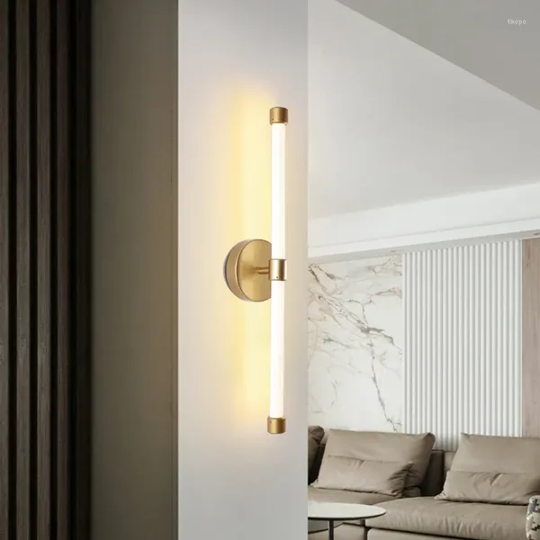 Lampada a parete LED moderna LED industriale Minimalista Minimalista Long Strip Black Gold Light Room Room Solletteria camera da letto Lusteria del soggiorno