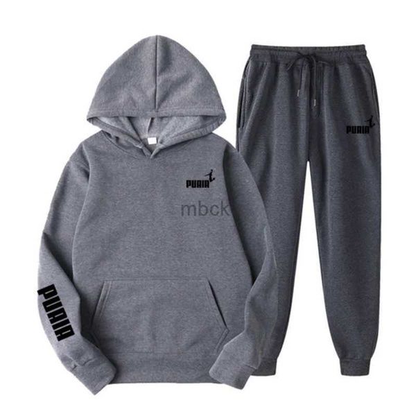 Sweatshirts Herren Jacken Herbst/Winter Fashion Herren Trailsuit Sets 2023 Neu in Druck Kapuze -Jacke+Hosenanzug Casual Sportswear Sets männlich 240412